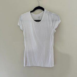 Express Fitted Double Layer Crew Neck Tee White